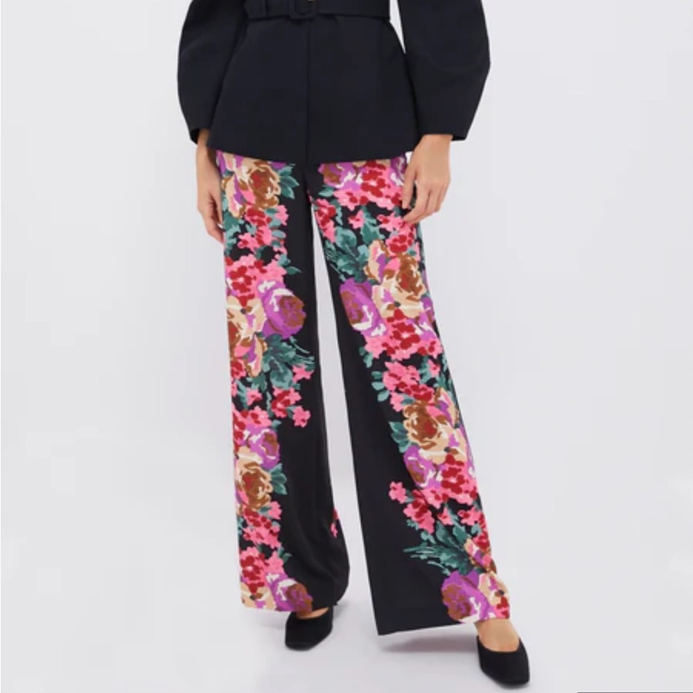 NWT Tuckernuck Climbing Roses Drapey Twill Erin Pants Black Floral